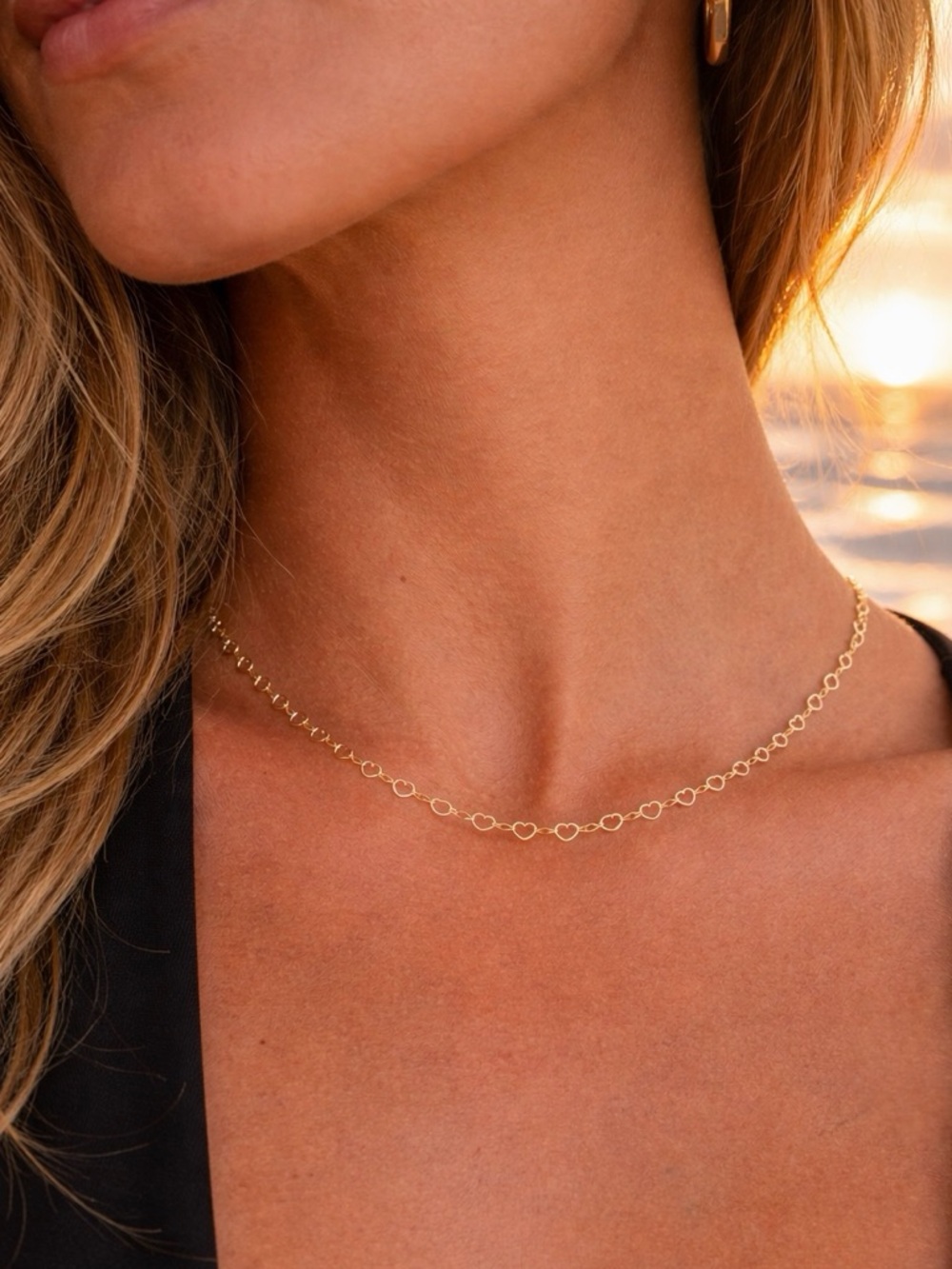 3mm Gold Heart Link Chain Custom Necklace